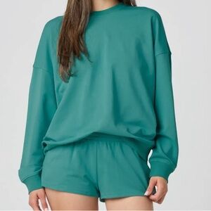 florence by mills teal crewneck xsmall NWT